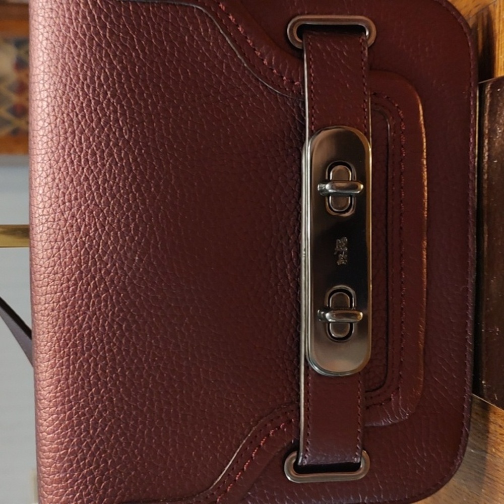 Coach Mini Swagger 2015 35995 Metallic Berry Leather Crossbody $350 Retail EUC - Picture 7 of 16